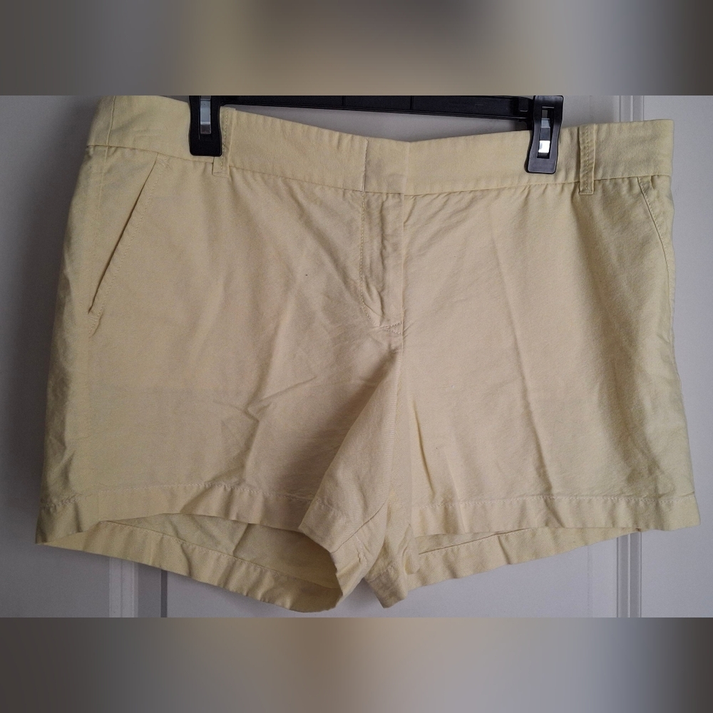 J. Crew Chino Broken In Shorts Yellow Sz 14 Casual Travel Academia Versatil Boho
